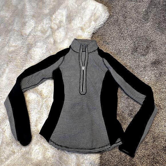 Lululemon Striped Half Zip Pullover With Thumb Holes Size Small - Picture 1 of 6